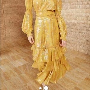 Ulla Johnson Runway Rashida Metallic Maxi skirt